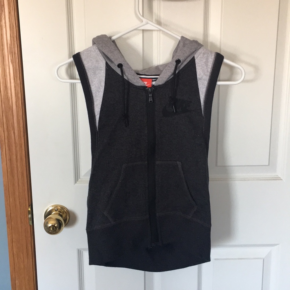 Nike gray zip up vest hoodie size S